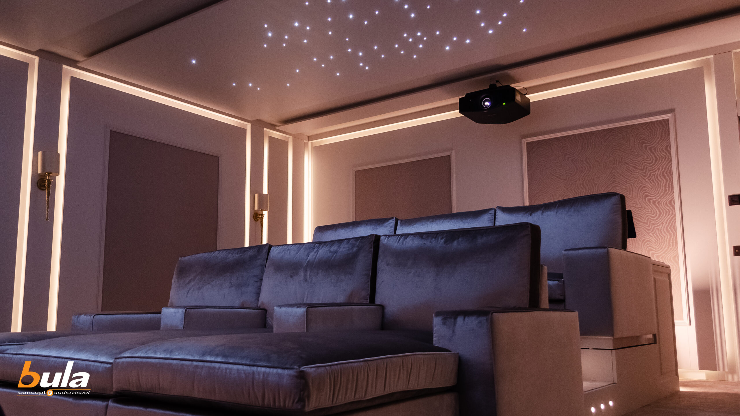 Salle de cinéma privée, projection